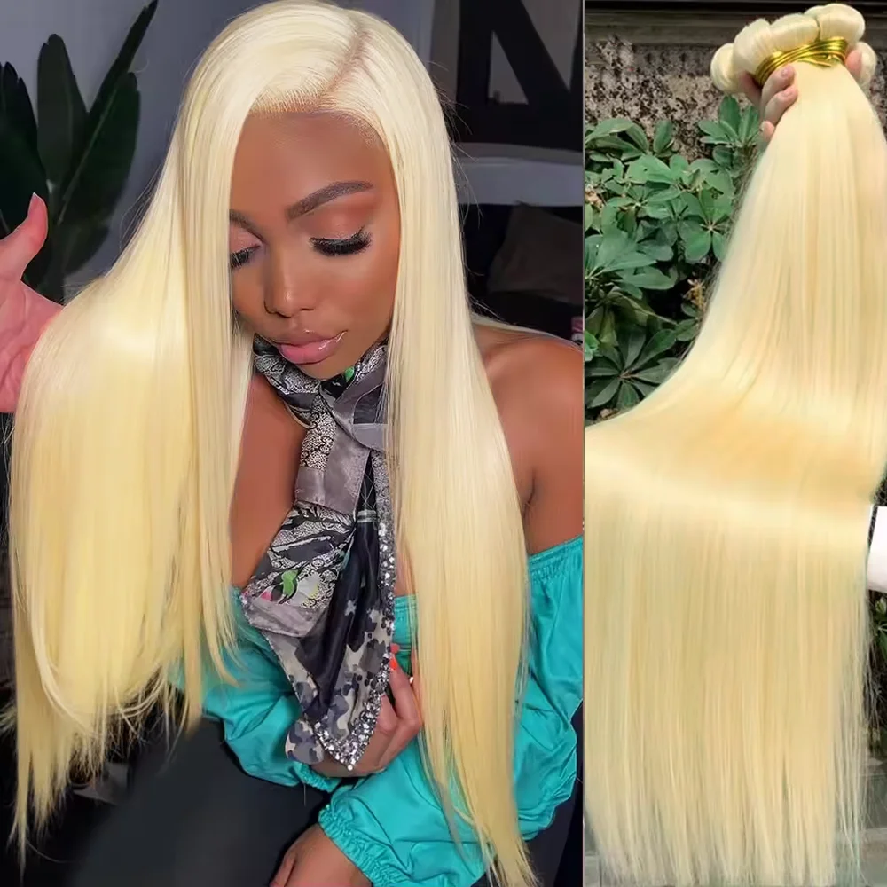 

1/3/4 Pcs Bundles 613 Straight Honey Blonde Colored Weave 100% Human Hair Golden Remy Bone Extensions 12A Virgin 16 30 32 Inch