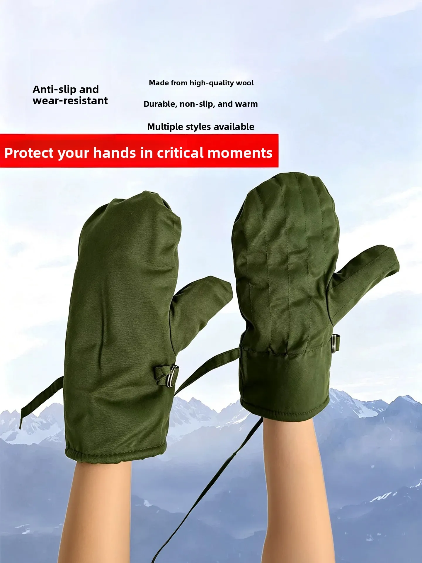 Thickened Sheepskin Woolen Skiing Gloves for Men And Women Winter Motorcycle Riding Windproof Warm Pure Leather Gloves