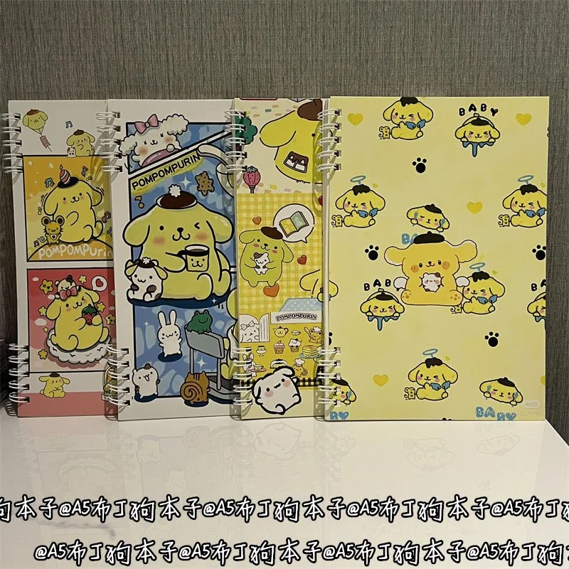 

4pcs PomPomPurin Anime Kawaii Sanrio Ins Student A5 Coil Notebook Ins Cute Cartoon Horizontal Line Notebook Dairy Gifts Toys
