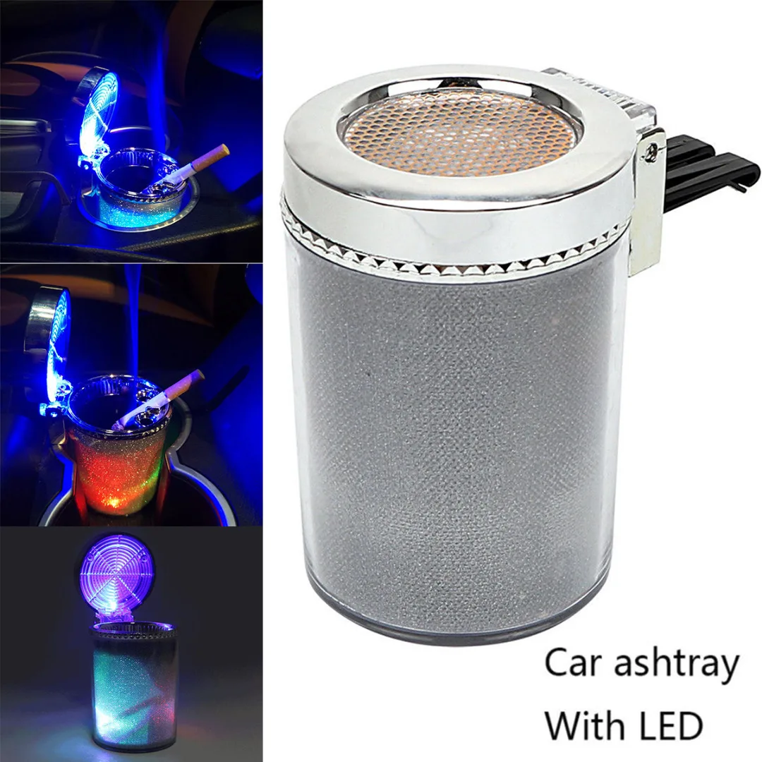 Car Ashtray With RGB LED Light Indoor Smoke Cup Holder RGB Ambient Light