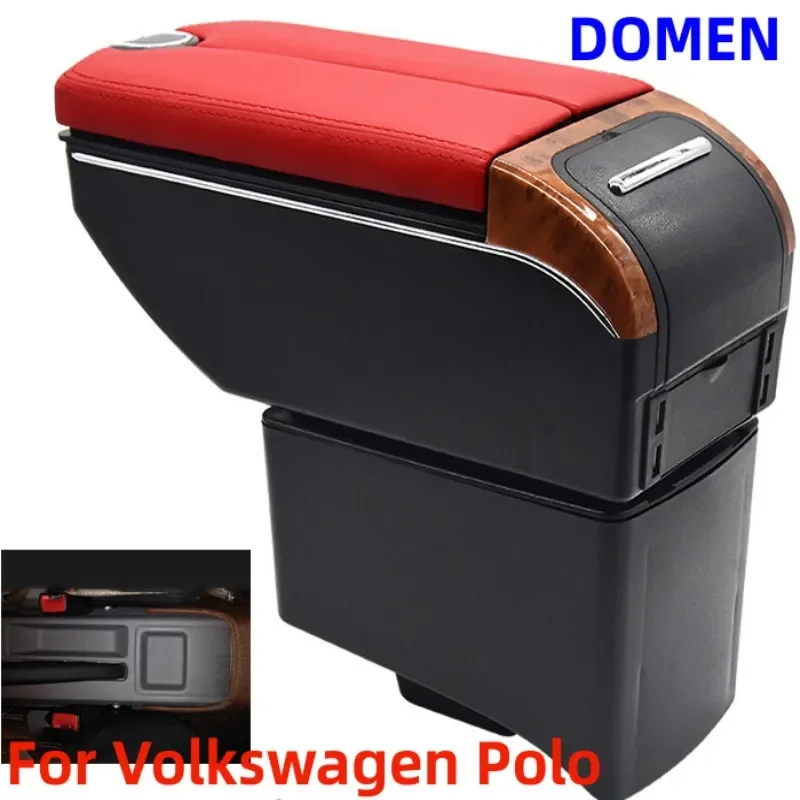 

New For Volkswagen Polo Double open armrest box Interior Parts Car Central Store Content With Large Space Dual Layer USB