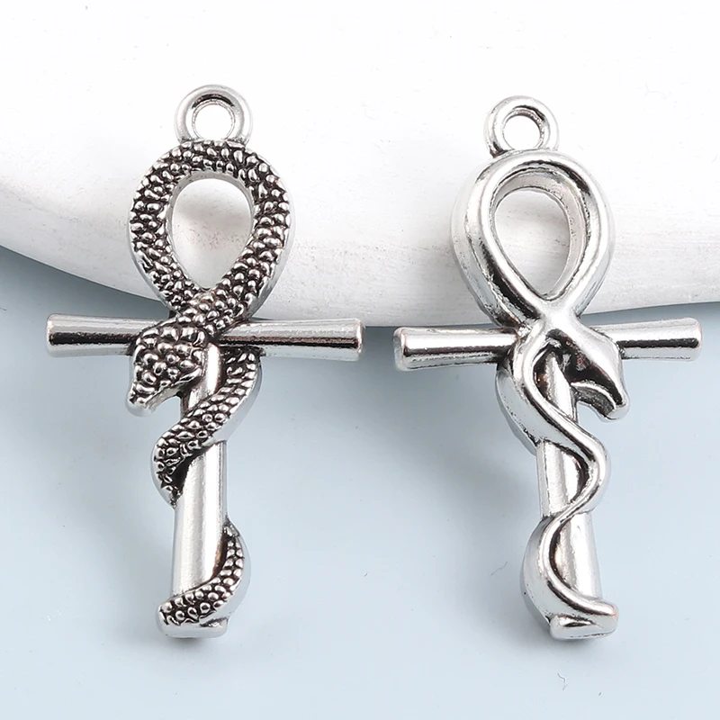 15pcs New Cross Alloy Charms Snake ciondoli religiosi per la realizzazione di accessori per gioielli fai da te fatti a mano risultati collana di artigianato