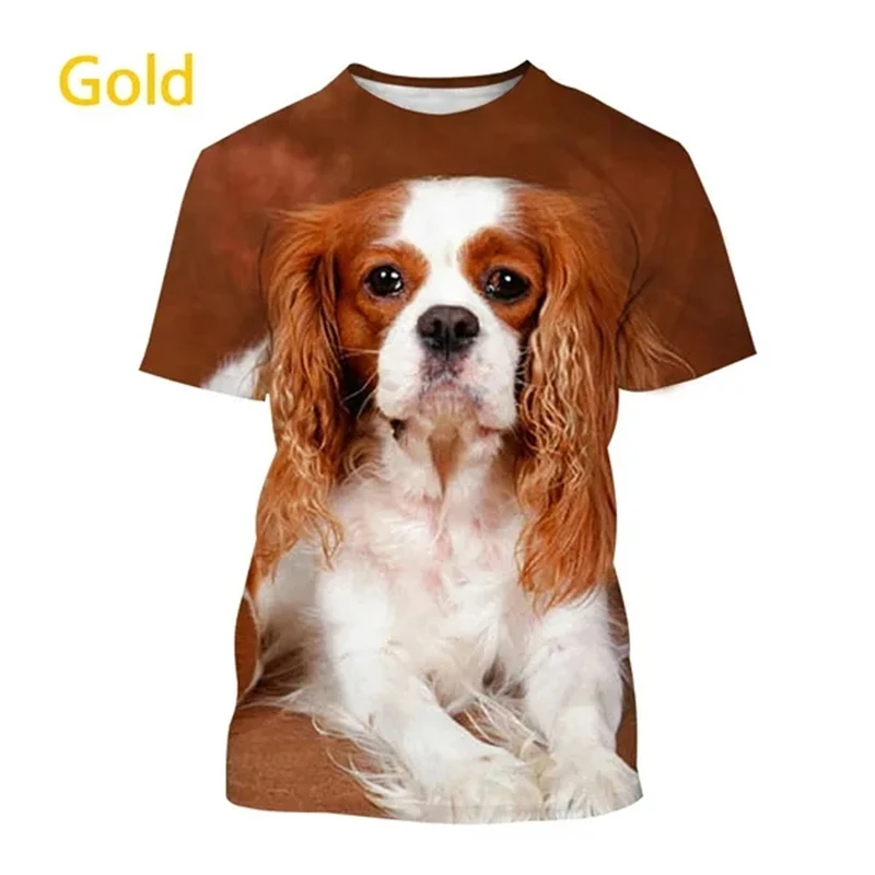 Beautiful Cavalier Dog 3D Printed T-Shirt King Charles Spaniel Fashion MenWomen\'s Personality Hip Hop Casual T Shirt Tees Tops