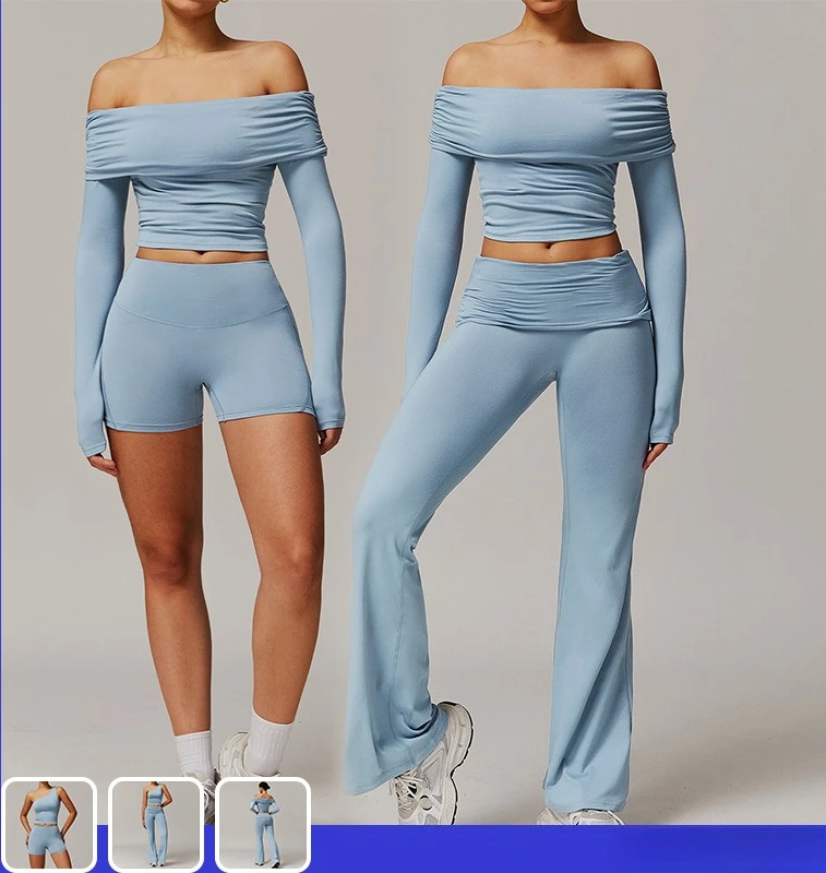 المرأة ملابس رياضية لليوجا 2 قطعة مجموعة رياضية التجفيف السريع الصالة الرياضية مجموعة النساء رياضية الجري تجريب طويلة الأكمام قميص رياضي ملابس اليوغا #1