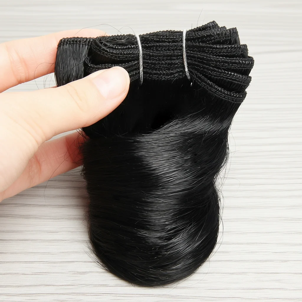 6Pcs/Lot Rambut Manusia Asli Warna Hitam Alami Model Romance Curl, Bundel Rambut Asli Remy Mentah Panjang 8 hingga 12 Inci