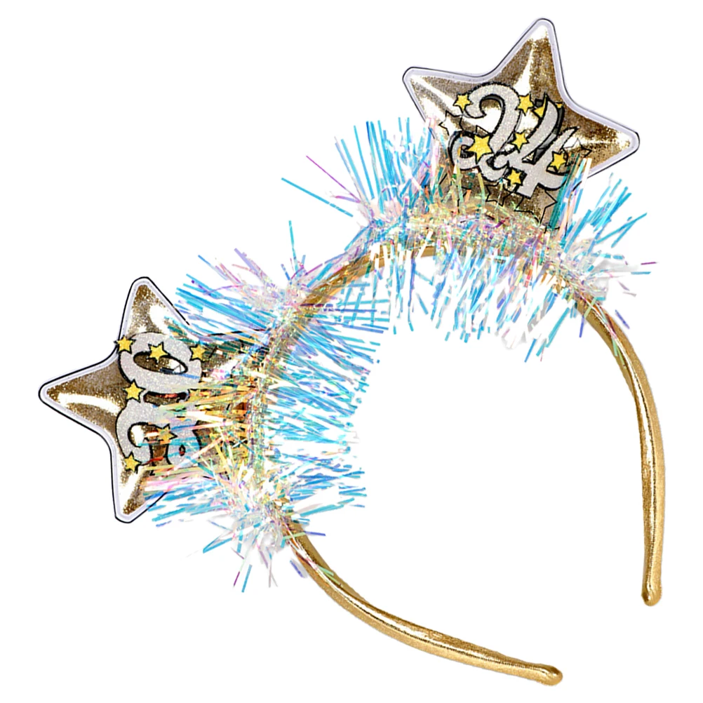 

2024 New Year Headband Exquisite Pentagram Party Hair Hoop Soft Comfortable PVC 2024 Headband New Year Hair Hoops