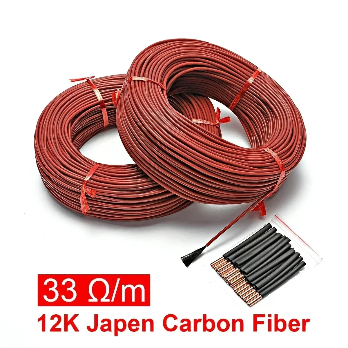 NEW 50 to 100 Meters 12K Floor Warm Heating Cable 33ohm/m Carbon Fiber Heating Wires heating wire coil