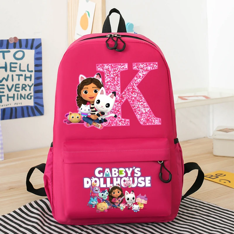 Gabby Dollhouses Girls School Backpack Cute Cartoon Letter Printed Kids Backpacks Boys Girls Schoolbags Children School Backpack