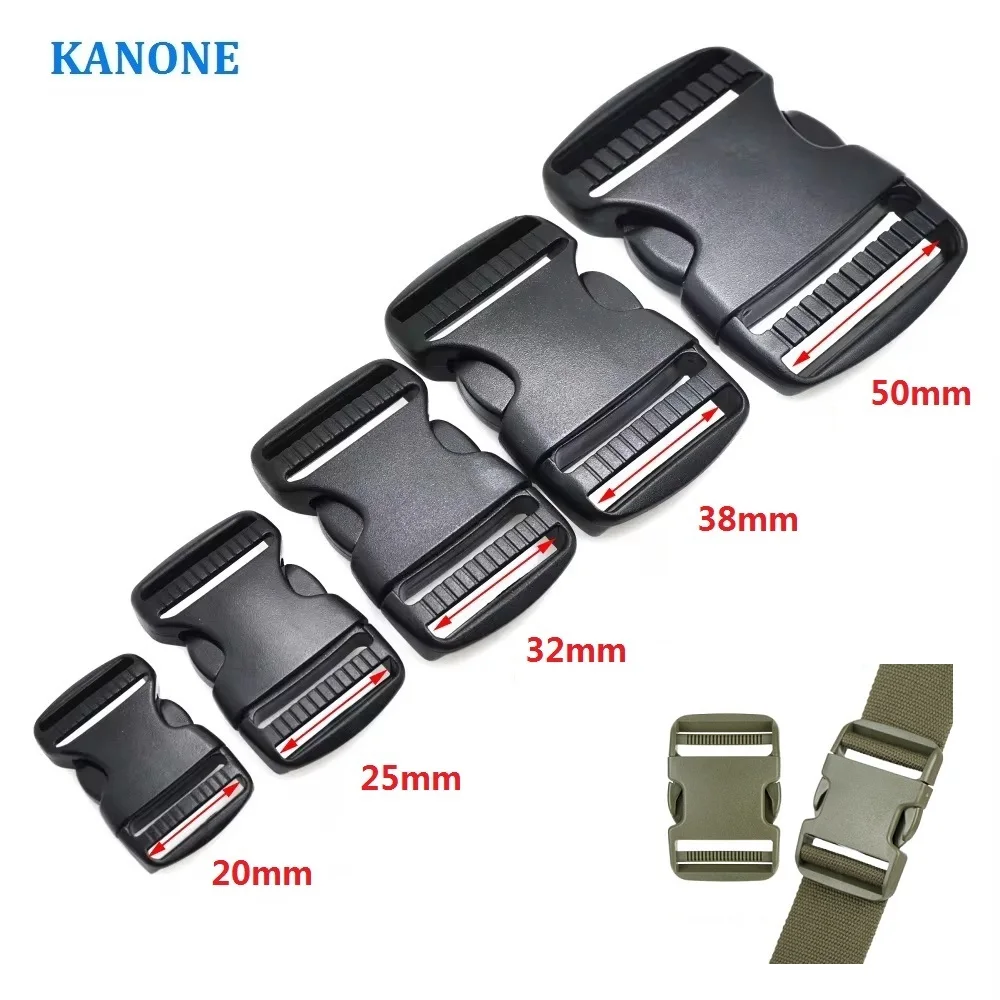 

2 Pcs/Pack 20~50mm Plastic Hardware Dual Adjustable Side Release Buckles Molle Tatical Backpack Belt Bag Parts Strap Webbing