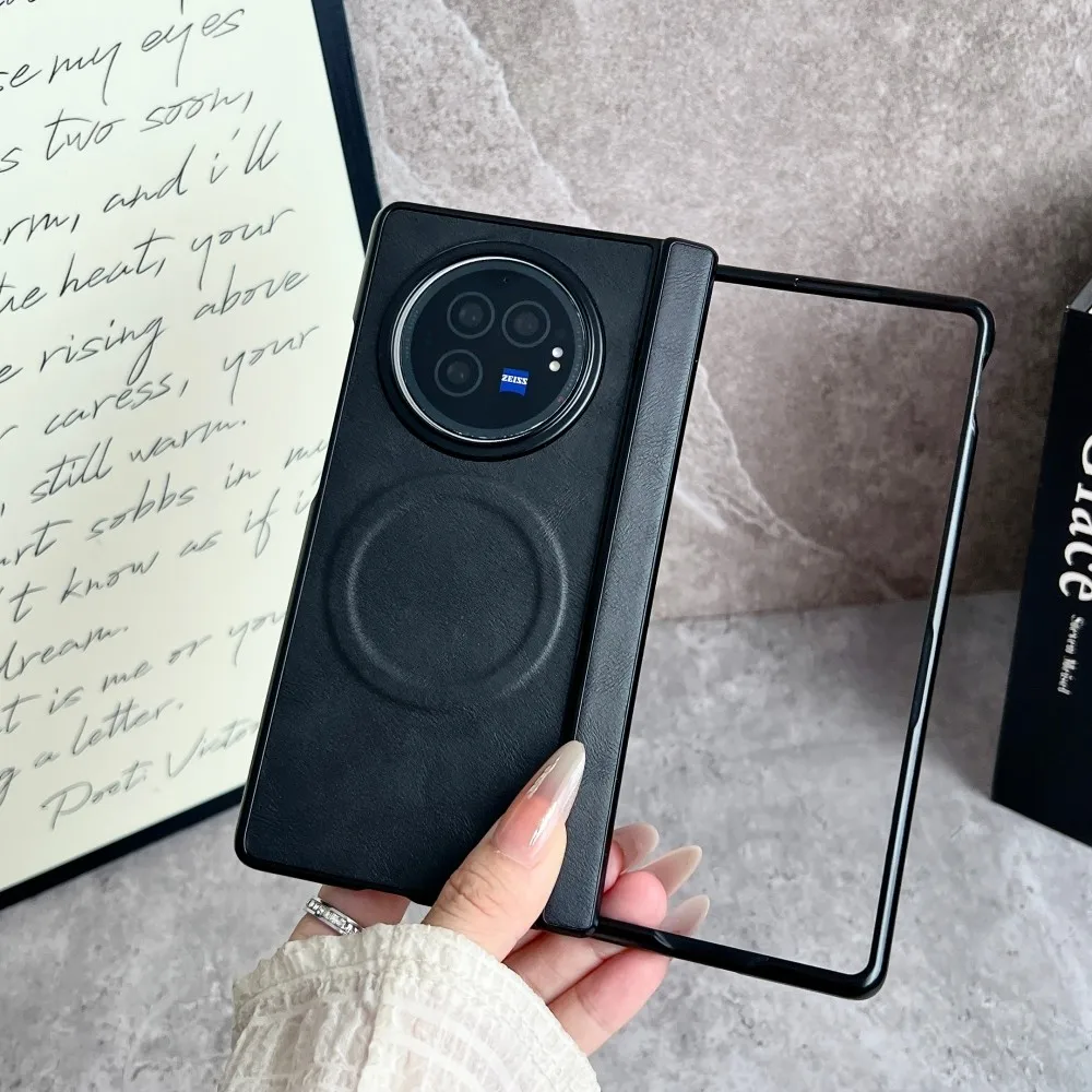 Für VIVO X Fold 5 Fall Luxus PU Leder Magnetische MagSafe Schutzhülle Zurück Abdeckung Fall Für VIVO X Fold 3 pro Fold 5 Telefon Shell