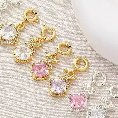 14K Gold Preserved Universal Buckle Pendant-18K Genuine Gold Plated X Square Sugar Drip for DIY Bracelet Necklace Ear Accessorie
