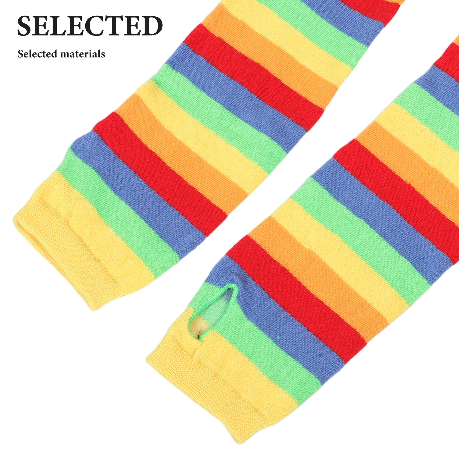 ストライプ柄ロングソックスとグローブのセット、鮮やかで通気性のある指なし、パーティーや仮装、ハロウィンコスプレのコスチュームアクセサリー、女性用