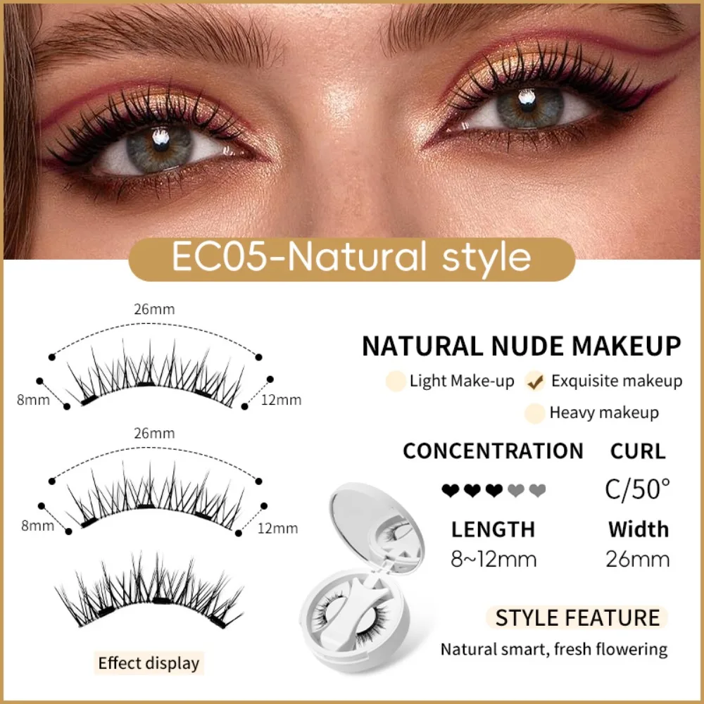 

With Applicator Magnetic Lashes Set No Glue Needed Reusable False Eyelashes Kit Comfortable Simulation