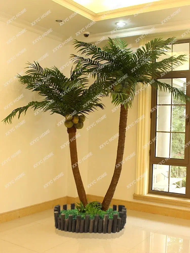 Large Imitation Coconut Tree Fake Trees Imitative Tree Indoor and Outdoor Decorative Plant Hotel Floor Palm Tree Real-Proof
