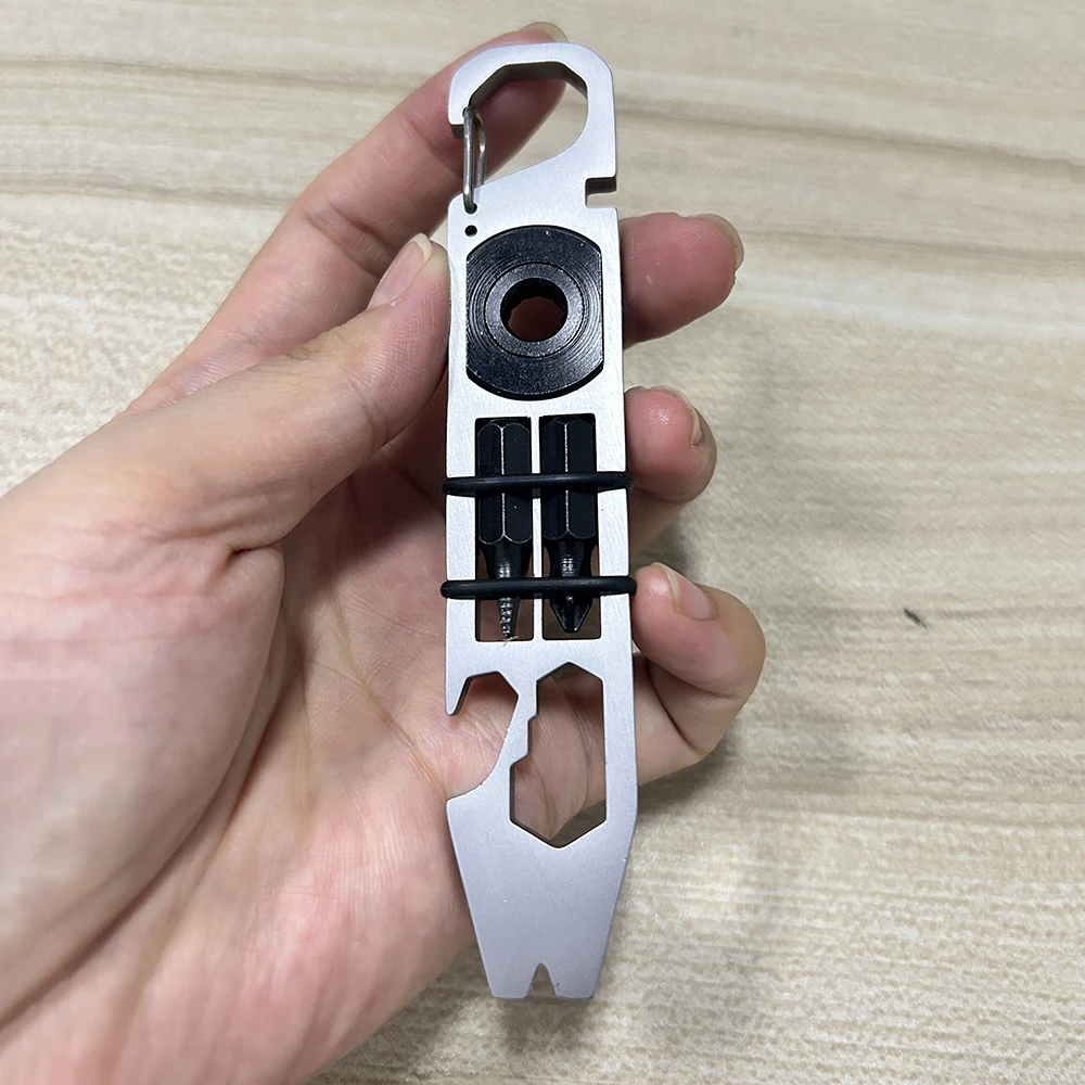 EDC Multifunction Crowbar Double-sided Ratchet Wrench Outer Hexagonal Wrench 6#7#8#10# Bottle Opener 4mm Bicycle Spoke Wrench
