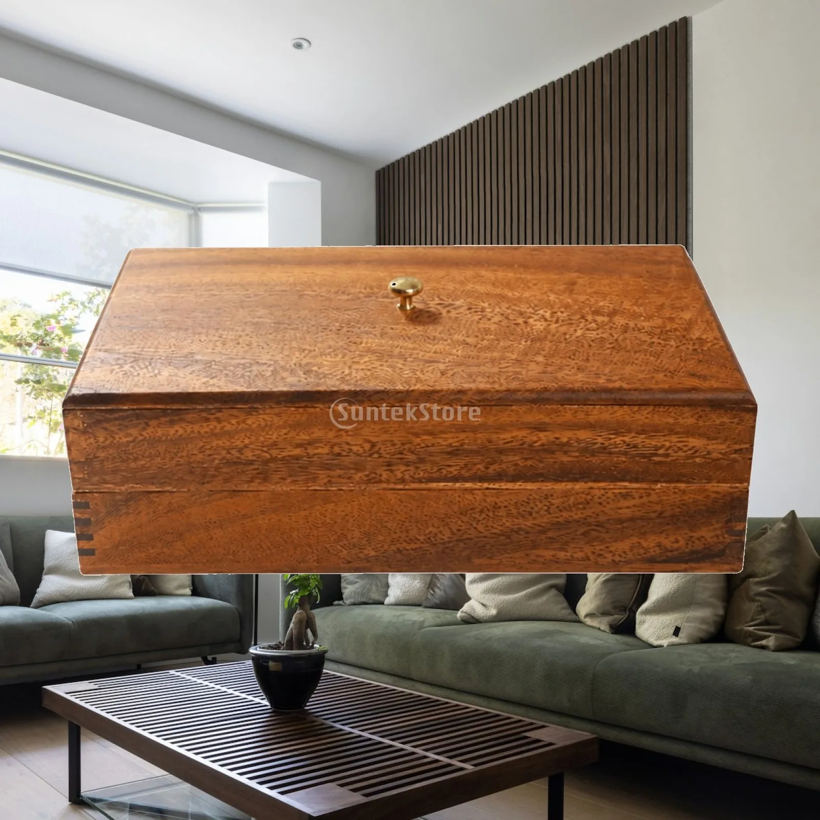 Walnut Wood Snack Box with Lid Elegant Two-Layer Wooden Candy Box with Knob Dried Fruit Container Multipurpose Space-Saving