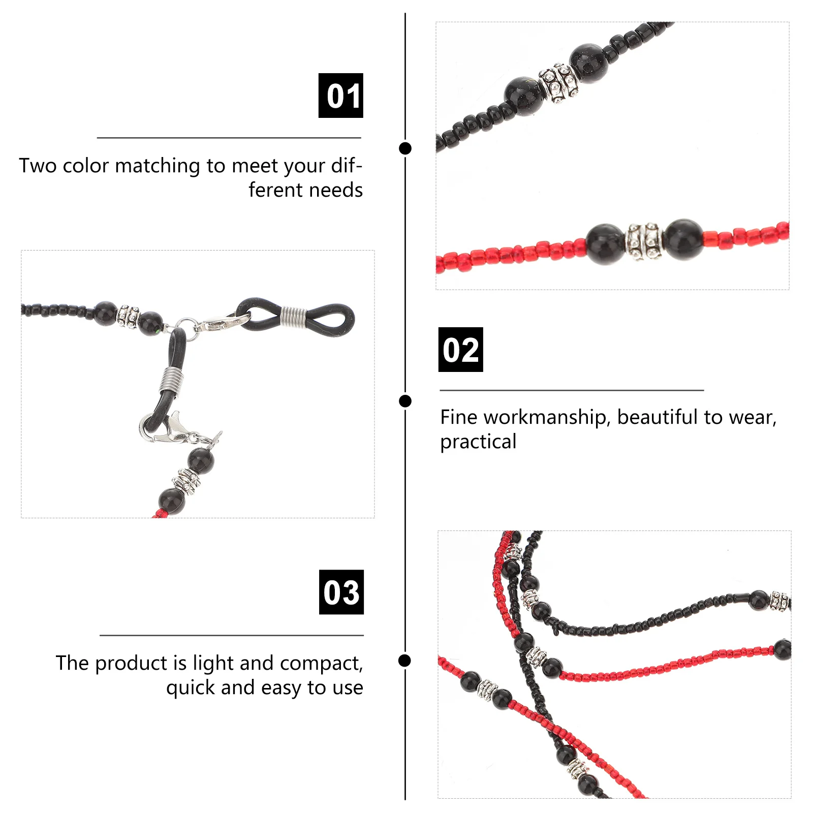 

2Pcs Eyeglass Chains Acrylic Beaded Glasses Strap Chain for Women Reading Glasses String Holder Eyeglasses Decoration