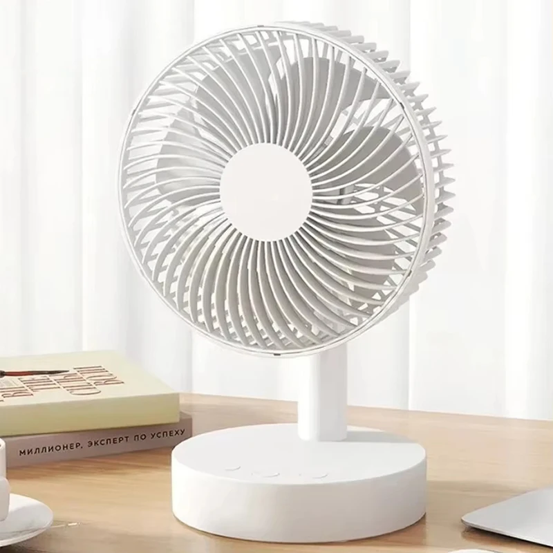 

White Desktop Small Fan Timer Mute Oscillating Fan With 4 Speed Adjustable Fans USB Recharging Detachable Desk Fan Portable Fan