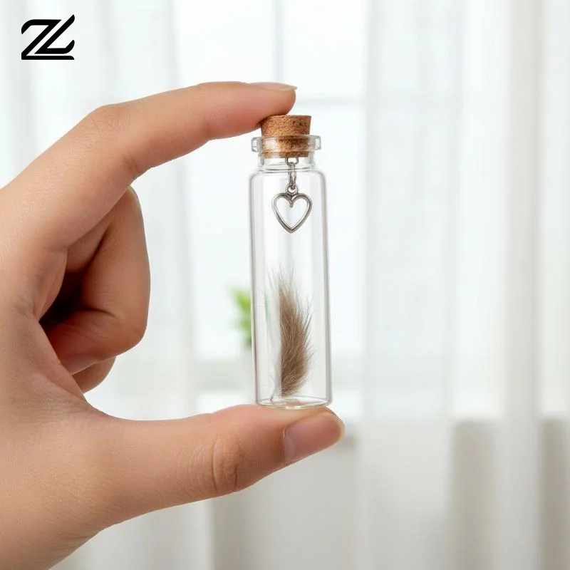Pet Hair Memorial Glass Bottles With Cork Stopper And Heart Charm Perfect For Preserving Your Beloved Cat Dog Fur Keepsakes