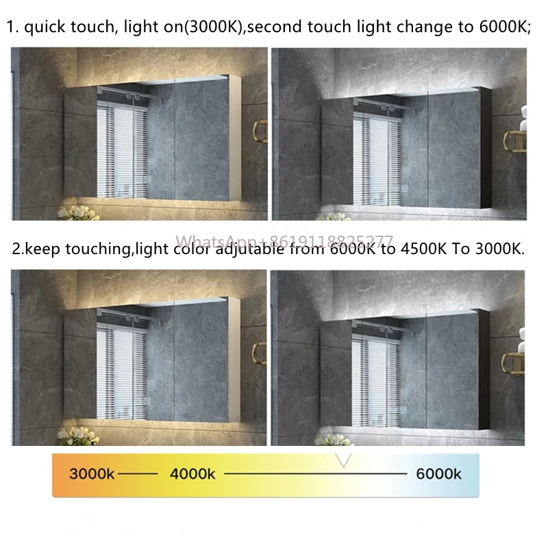 Kabinet penyimpanan dipasang di dinding cermin obat cermin 58x65 Harga terbaik sensor cermin pintar lampu led dapat diredupkan