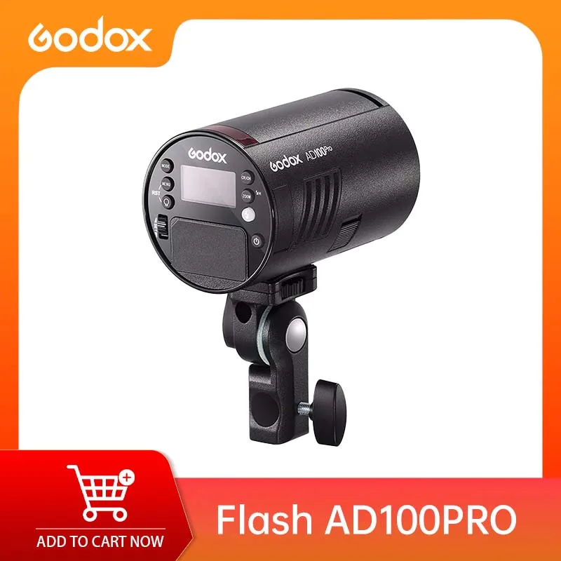 Flash de Bolsillo Godox AD100Pro de 100 Ws, 2600 mAh, HSS 1/8000 s, TTL 2.4G, Cabezal Redondo para Canon/Nikon/Sony/Fuji/Olympus, para Retratos de Boda