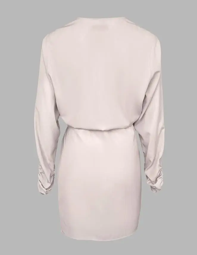 

Temperament Commuting New Fashion Women's Casual Hip Wrap Dresses Urban Dresses Women V-Neck Long Sleeve Tied Detail Mini Dress
