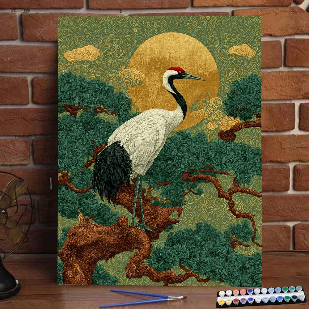 

Картина по номерам, журавли под солнцем, цифровая картина, ручная работа, подарок для взрослых и детей, украшение на стену D