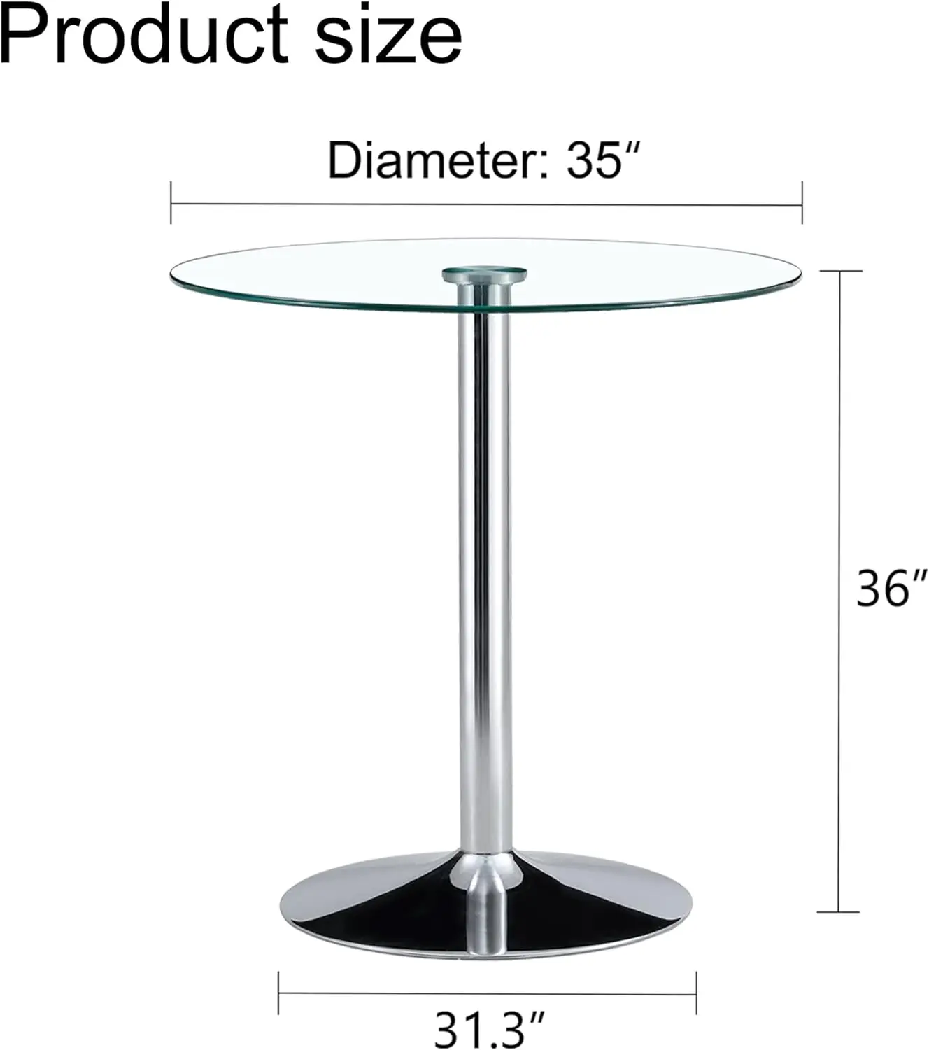 Round Glass Bar Height Table,35