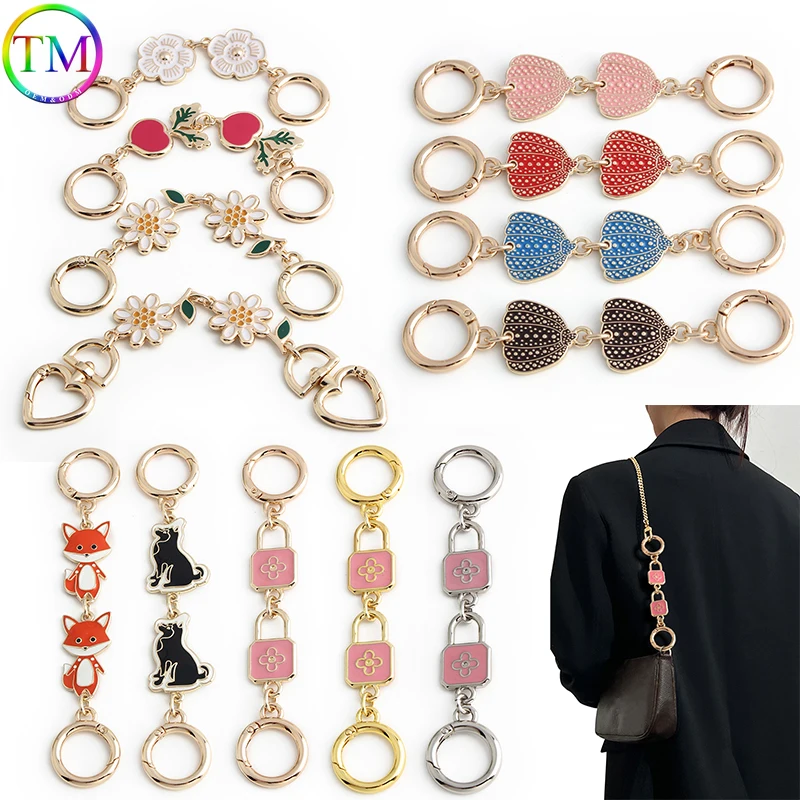 

Flower/Pumpkin/Lock Shape Purse Extender Chain Extension Chains Bag Strap Extender Replacement Charms for Cross Body Bag Handbag