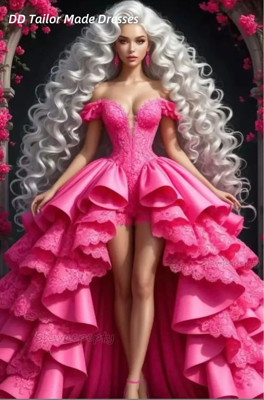 Hot Pink Lace Prom … - image