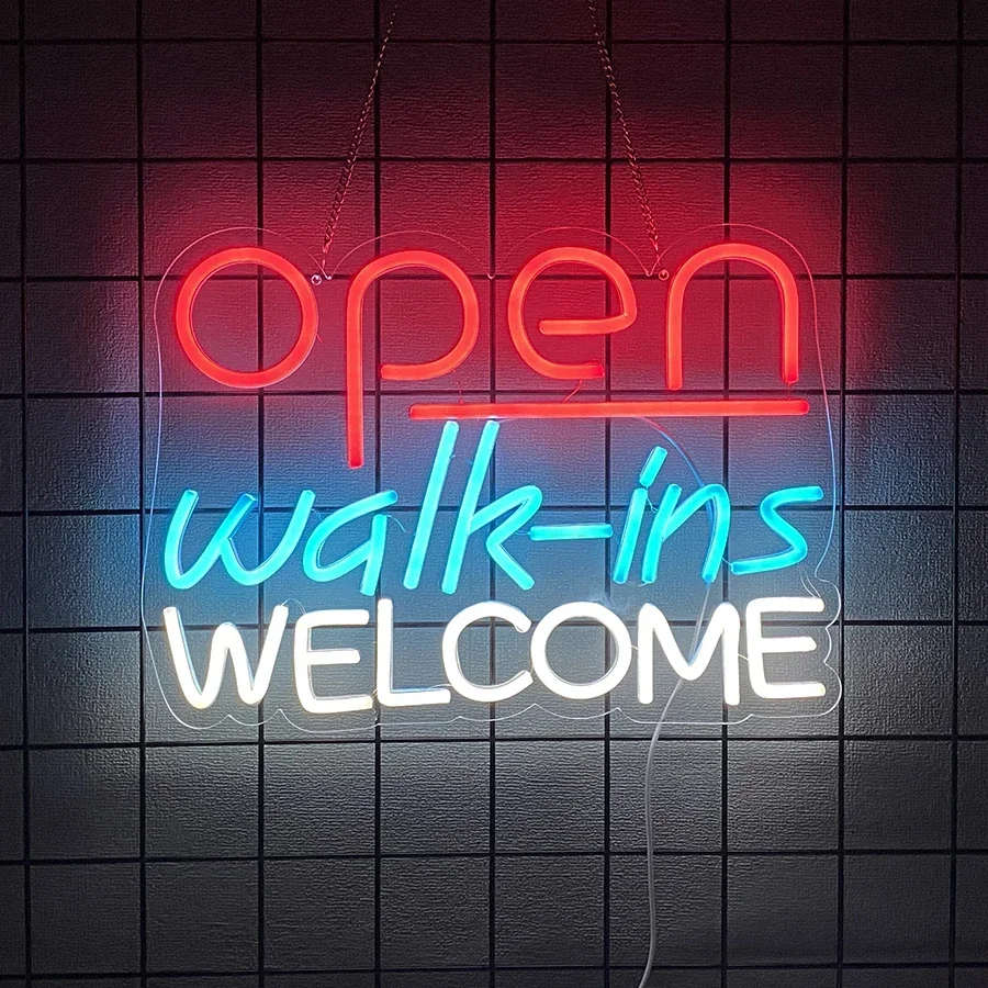 Open Welcome Neon Signs for Business,LED Sign Light Up Open Sign for Business Storefront Window Glass Door Shop Store Bar Salon