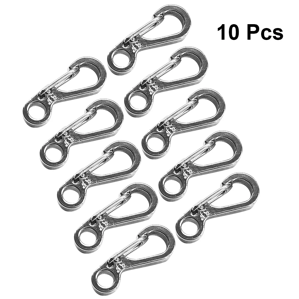 

10Pcs Mini Carabiner Clip Bottle Backpack Keychain Lock Hook for Umbrella Rope Parachute Cord Outdoor Clasps Survival Gear (Silv