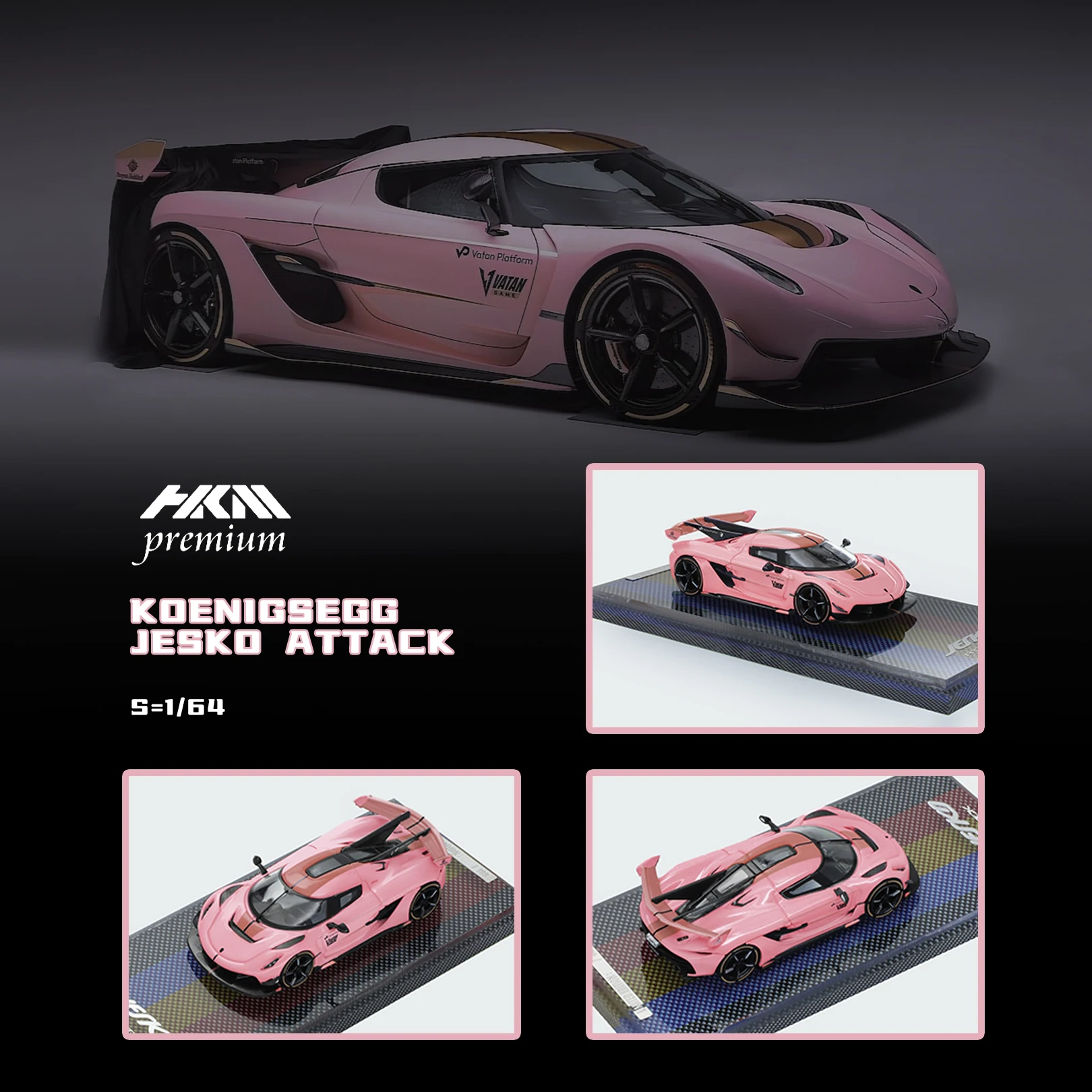 ما قبل البيع HKM 1:64 Jesko Attack Carbon Green Diecast Diorama نموذج سيارة مجموعة ألعاب مصغرة HKM