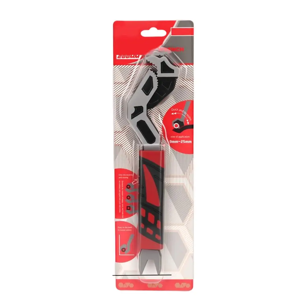 Self Adjusting Steel Pipe Wrench with Enhanced Grip Control and Spring Tension for Secure Hold on Damaged Bolts and Screws