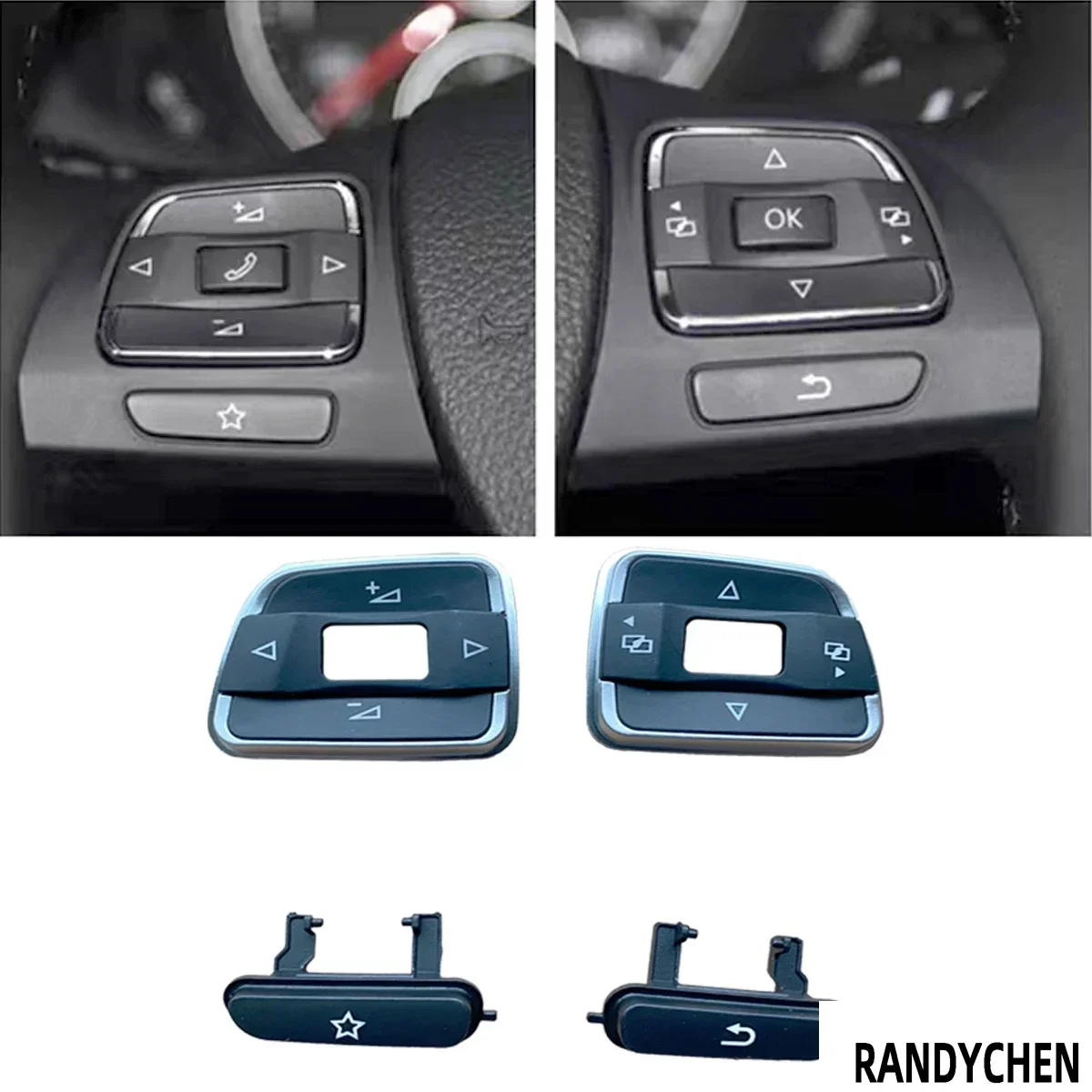 

x1 Multifunction Steering Wheel Switch Button Cover Cap Trim For VW Golf 6 GTI Jetta mk6 GLI 2011-2014 Tiguan 5N R-Line Caddy T5