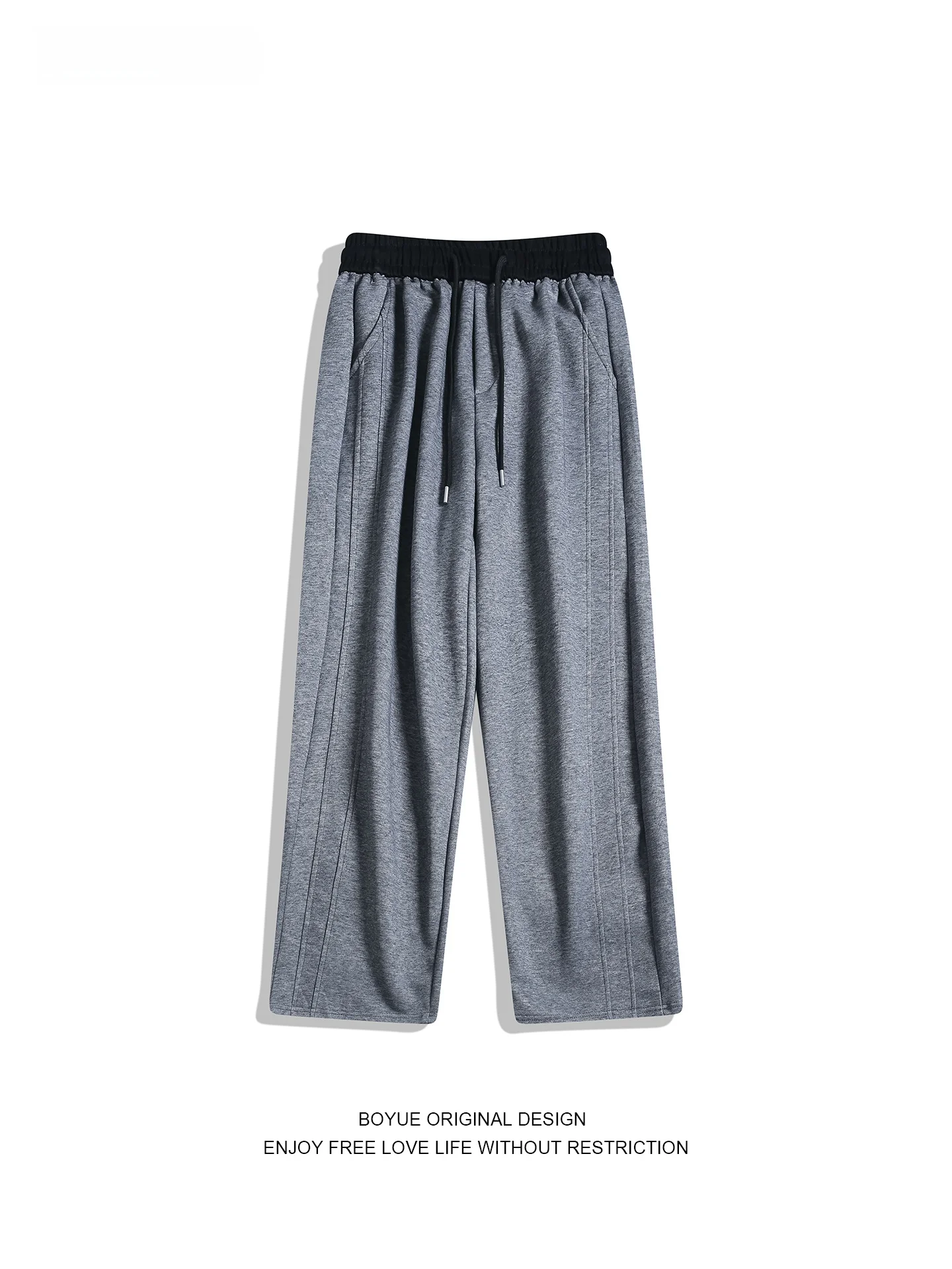 

Boyue American Color Blo Waist Casual Pants Sports Heavyweight Cool High Street Straight Leg Trousers for Teenagers ex