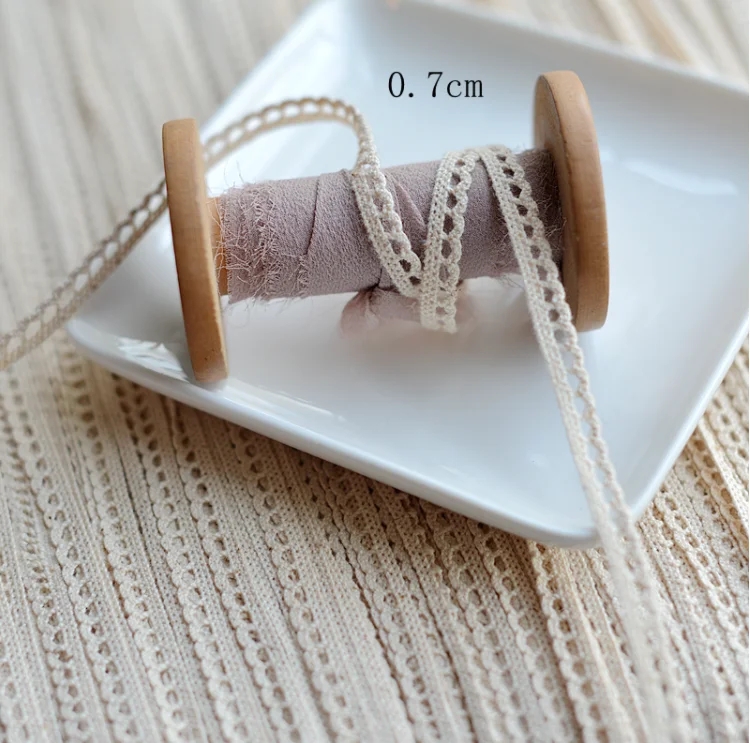 10 Meters 7mm Lace beige cotton lace sewing ribbon guipure lace trim or fabric warp knitting DIY Garment Accessories