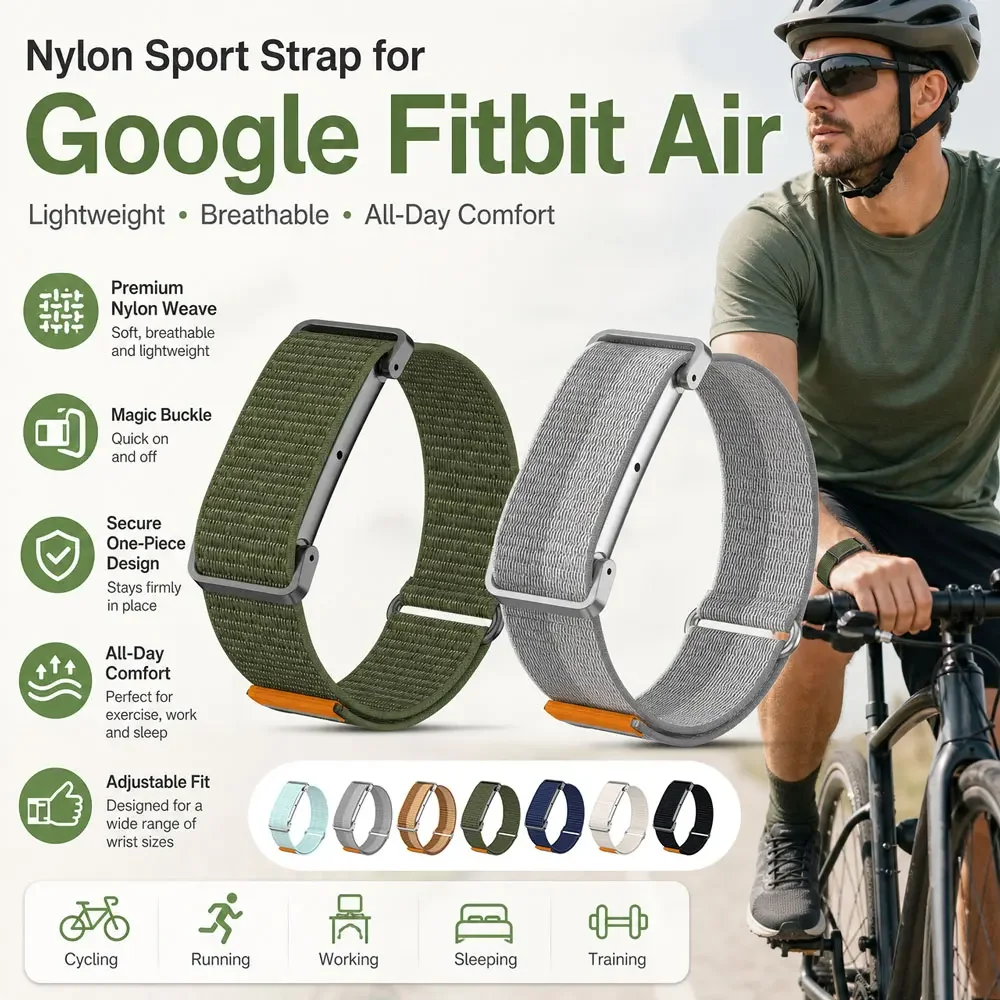 Nylon Strap Compatible with Google Fitbit Air Watch Straps Replacement Band Fitness Tracker Bracelet for Google Fitbit Air Band