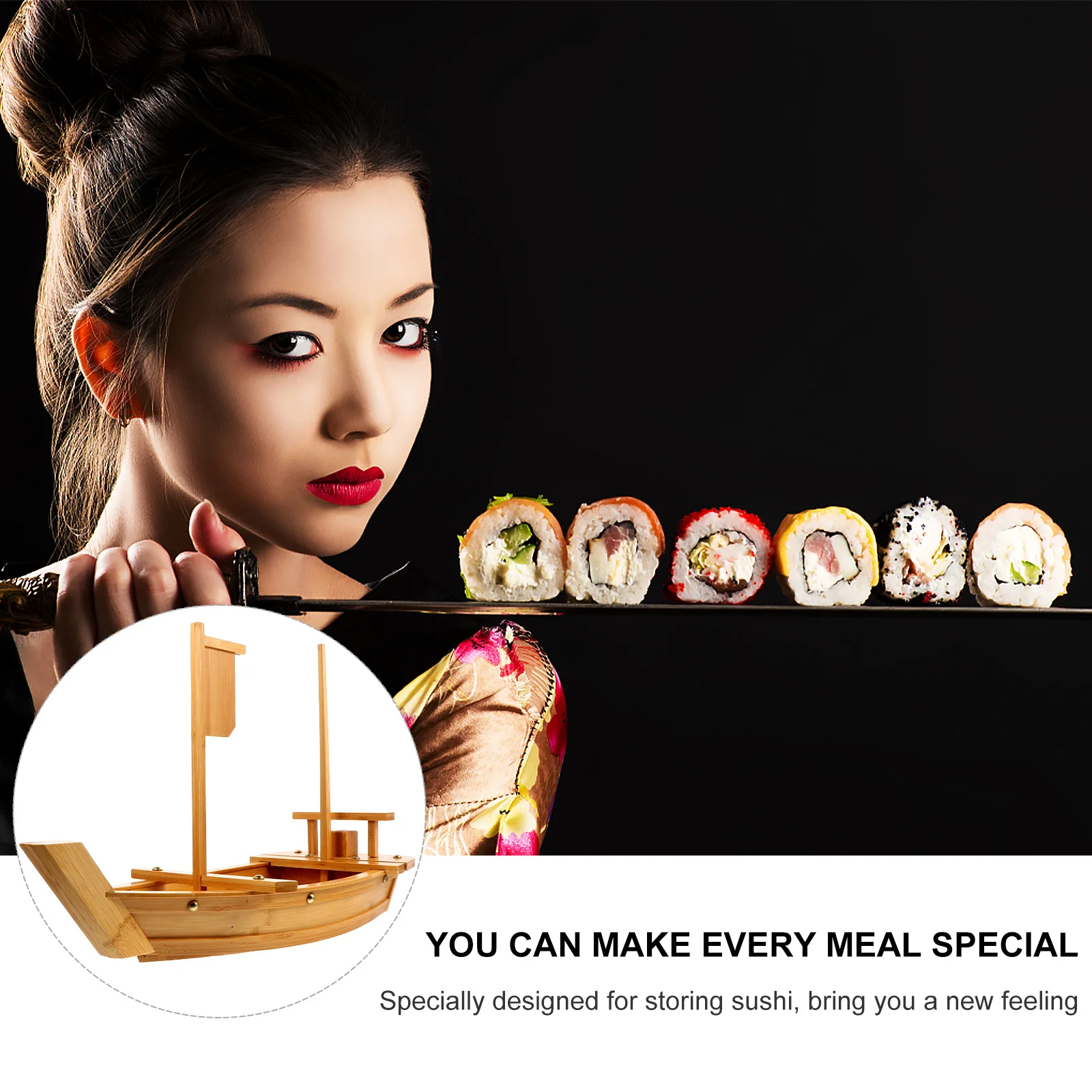 

Japanese Style Sushi Dish Bamboo Food Tray Classic Design Practical Perfect for Storing Sushi Sashimi Desserts Events