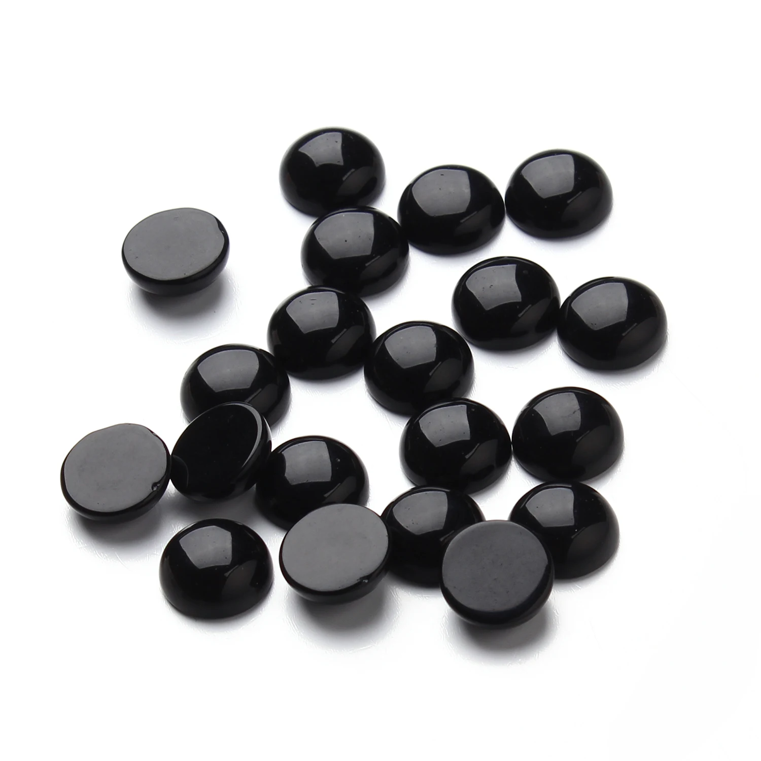 10pcs/Lot Natural Black Color Agate Ring Face Beads Cabochon Onyx Gem Stone Bead for Jewelry Making Ring Setting DIY Accessories