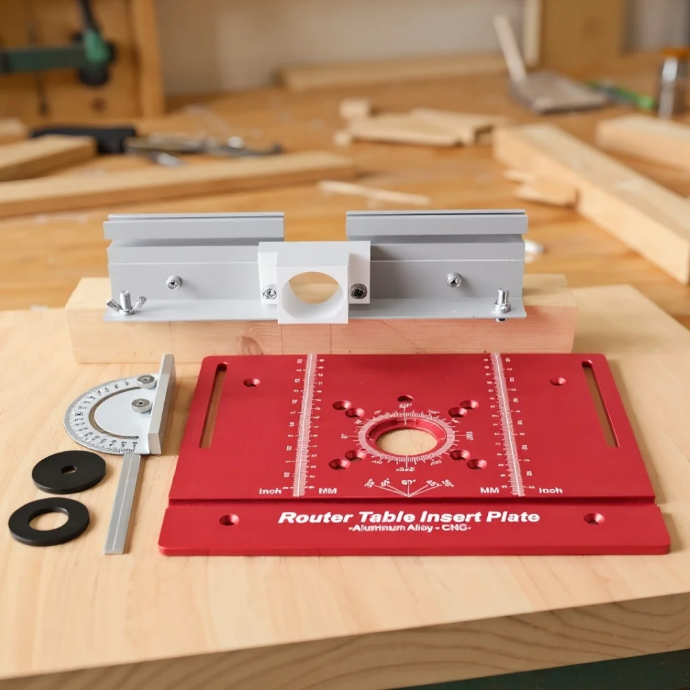 1 set Aluminum Router Table Insert Plate for 65mm Diameter Universal Trimming Machine with Miter Gauge Profile Fence