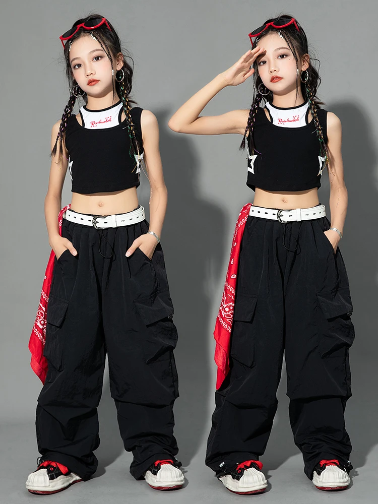 Top pantaloni Modern Performance Suit Girls Jazz Dance Clothes Summer Hip Hop Costume Kids Cheerleading Dance Outfit Crop