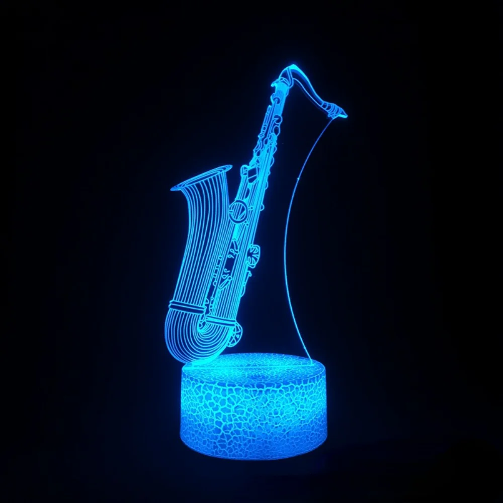 Trąbka 3D lampa iluzoryczna Led lampka nocna dla dzieci wystrój pokoju dziecko dzieci nocna lampka nocna gitara urodziny prezent na boże narodzenie