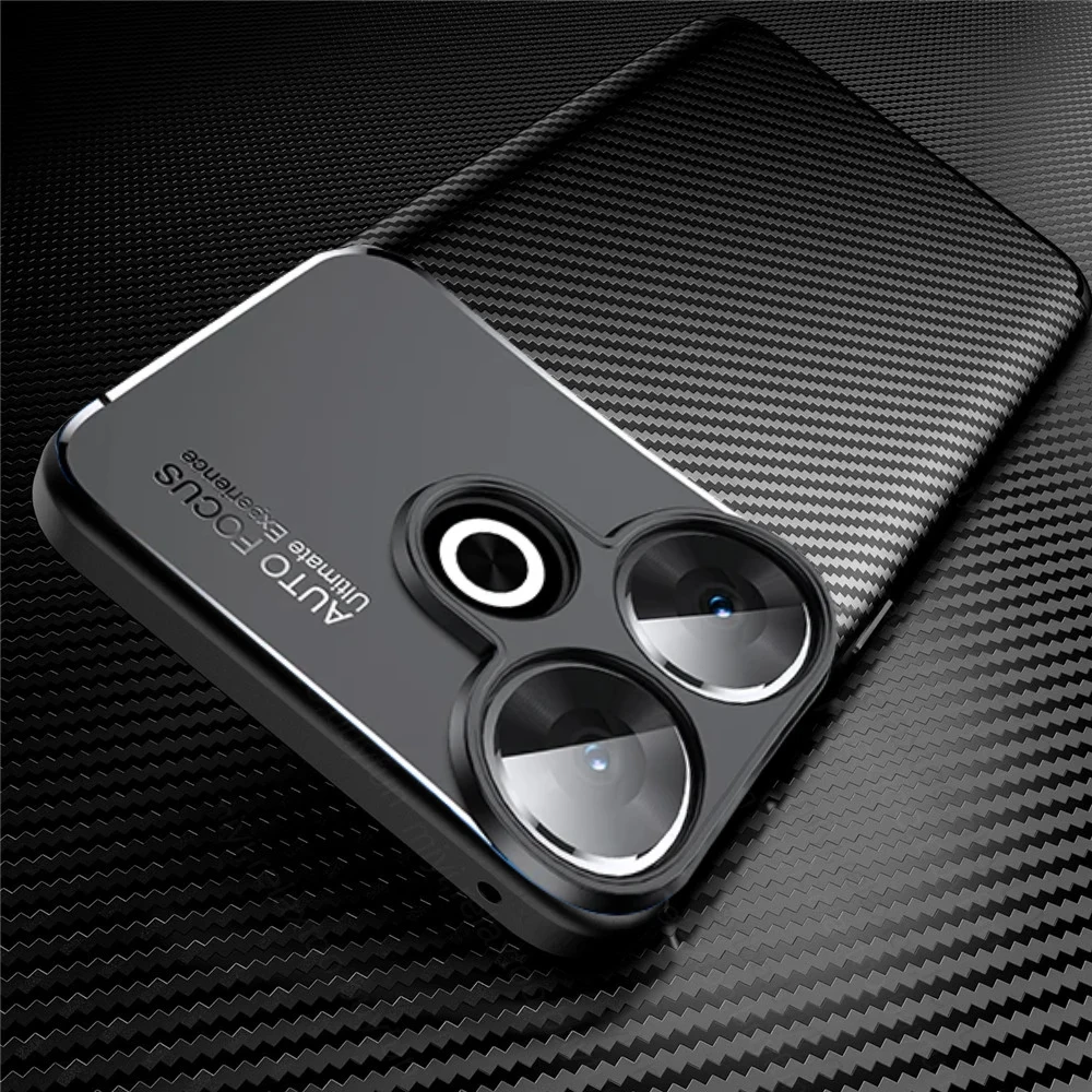 For Poco M6 4G Case Cover For Xiaomi Poco M6 Fundas Coque Luxury Business Soft Carbon Fiber Protective Phone Back Case Poco M6