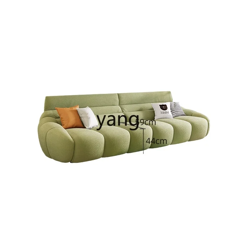 

LH Cream Style Pumpkin Fabric Sofa Retro Modern Simple Small Apartment Living Room Straight Row Sofa