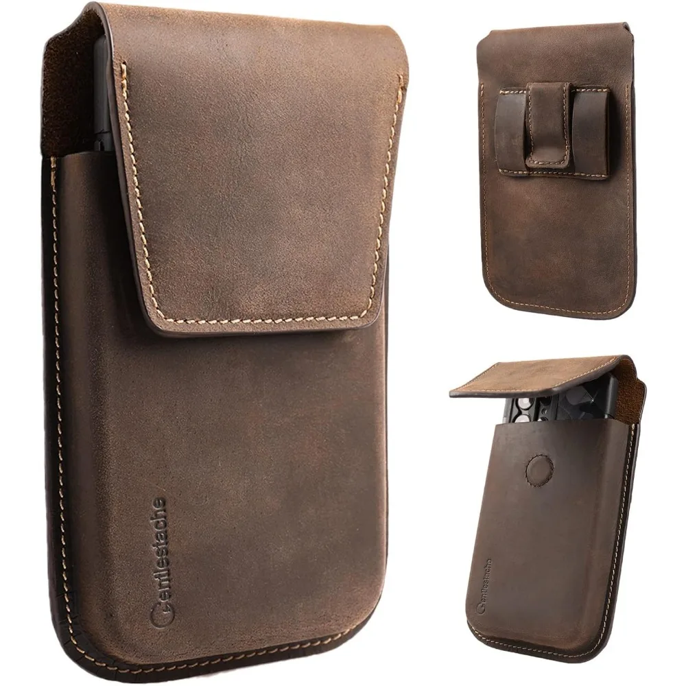 

Genuine Leather Magnetic Holster for Large Phones Dark Brown