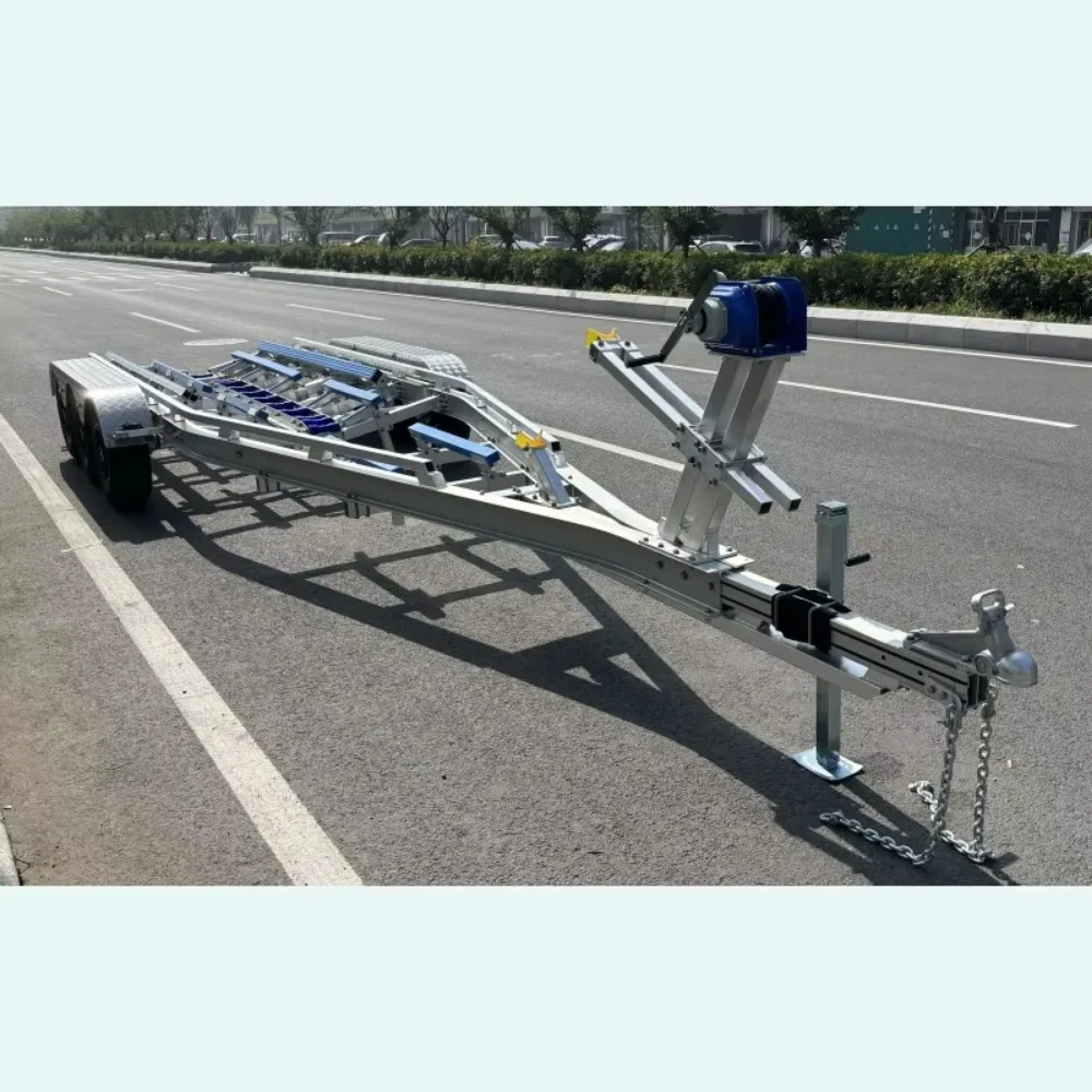 HOIRO Customized 30ft Aluminum Silver Boat Trailer with Triple Axles & Poly Bunks & Hydraulic Brake & VIN DOT CE Certificates