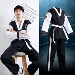 Taekwondo Uniform For Beginners WT Logo Black White Dobok Tae Kwon Do MMA Martial Arts Karate Suits Embroidered