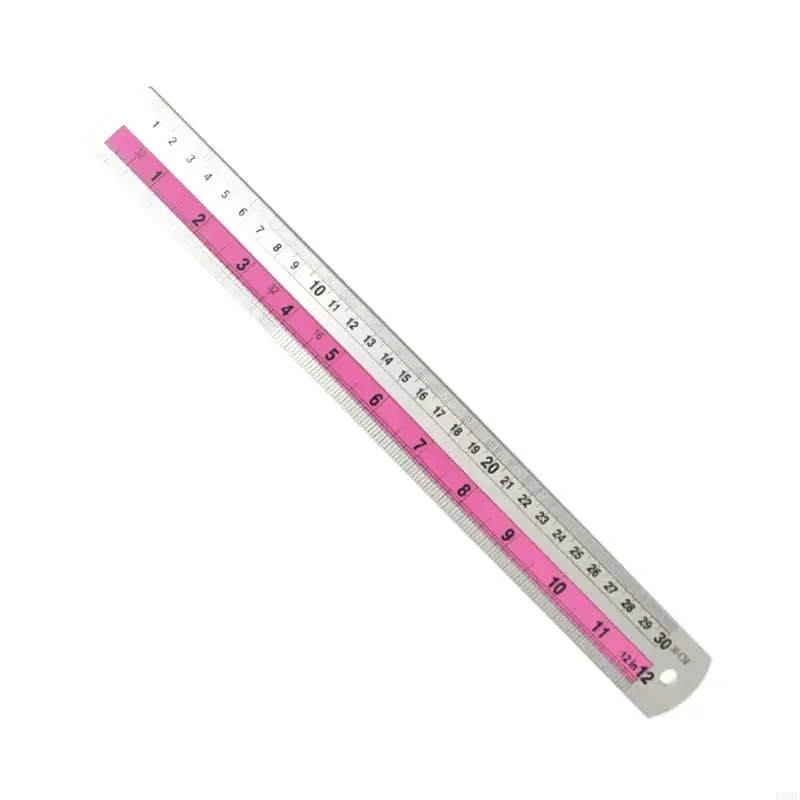 P82E MultiPurpose Straight Edges Ruler with Safety Edges, for Precise Measuring Needs Double Measurement Ruler Easy Storage