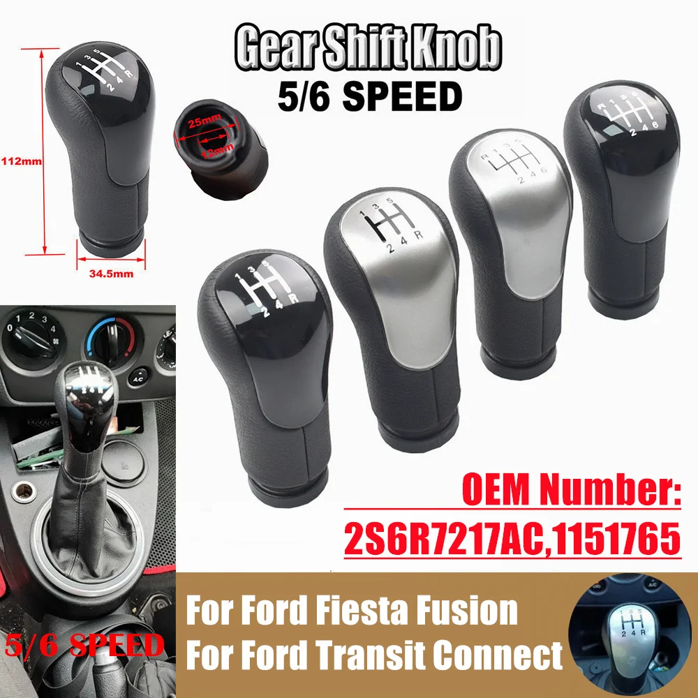 5 6 Speed Gear Shift Knob for Ford Fiesta Fusion Transit Connect 2002-On Gearknob Ball Lever Stick POMO Pen Arm Gearshifter